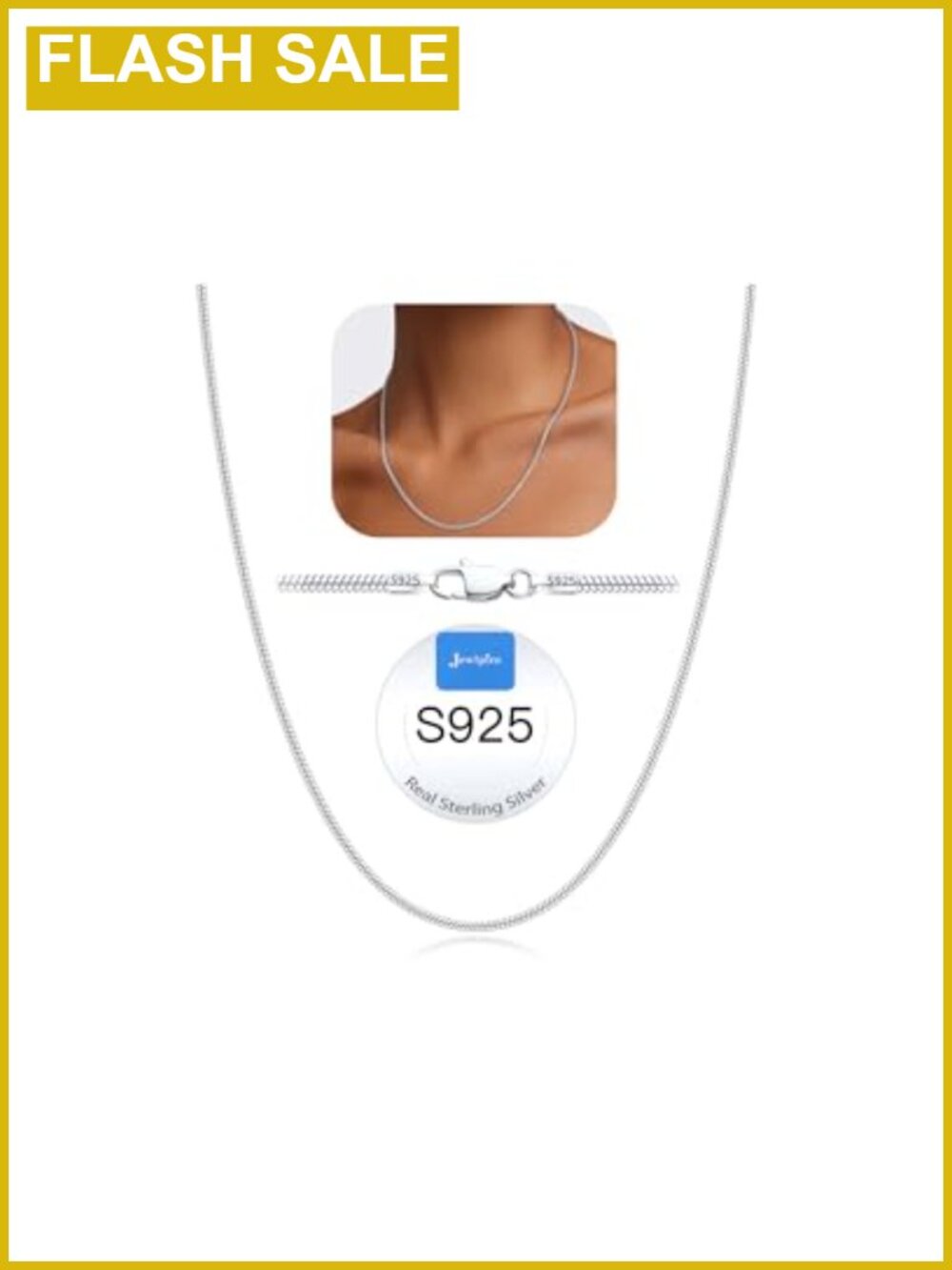 18k Gold Plated 925 Sterling Silver Snake Chain Necklace for Women, 1.5mm 2mm